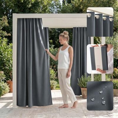 room99 Outdoorvorhäng mit Ösen Garden Line 155 x 270 cm Breite x Höhe Outdoor Vorhang wetterfest Wasserdicht Sichtschutz Sonnenschutz Gardinen Garten Winddicht Dunkelgrau, 1 Stück room99 Outdoorvorhäng mit Ösen Garden Line 155 x 270 cm Breite x Höhe Outdoor Vorhang wetterfest Wasserdicht Sichtschutz Sonnenschutz Gardinen Garten Winddicht Dunkelgrau, 1 Stück