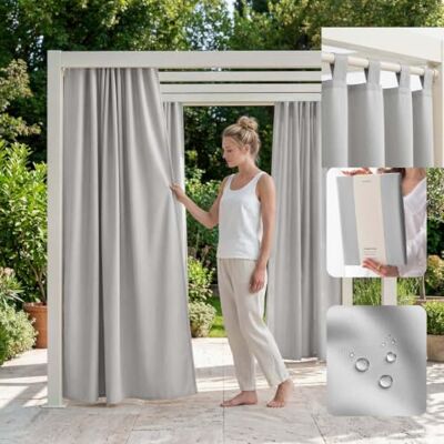 room99 Outdoorvorhäng mit Schlaufen Garden Line 155 x 270 cm Breite x Höhe Outdoor Vorhang wetterfest Wasserdicht Sichtschutz Sonnenschutz Gardinen Garten Winddicht Hellgrau, 1 Stück room99 Outdoorvorhäng mit Schlaufen Garden Line 155 x 270 cm Breite x Höhe Outdoor Vorhang wetterfest Wasserdicht Sichtschutz Sonnenschutz Gardinen Garten Winddicht Hellgrau, 1 Stück