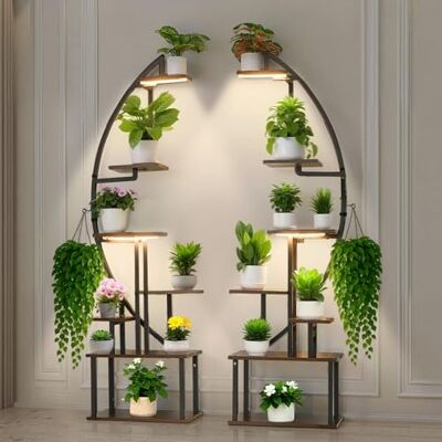 VEVOR Pflanzenständer mit Wachstumslichtern 2er Pack, 7-stufiger Blumenständer, Blumentreppe, Pflanzentreppe, 3 Timer- & 10 Helligkeitsstufen, Blumenregal für das Wohnzimmer, 550x260x1665mm VEVOR Pflanzenständer mit Wachstumslichtern 2er Pack, 7-stufiger Blumenständer, Blumentreppe, Pflanzentreppe, 3 Timer- & 10 Helligkeitsstufen, Blumenregal für das Wohnzimmer, 550x260x1665mm