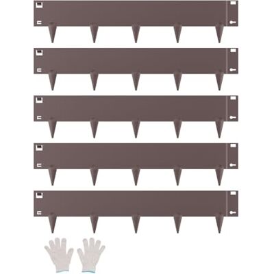 VEVOR Rasenkante, 5er-Pack, 990x207x1,5 mm, rostbeständige Metall-Beeteinfassung, biegbare Garteneinfassung, Beetumrandung, Blumenbeet-Hofweg-Teiler, braun VEVOR Rasenkante, 5er-Pack, 990x207x1,5 mm, rostbeständige Metall-Beeteinfassung, biegbare Garteneinfassung, Beetumrandung, Blumenbeet-Hofweg-Teiler, braun