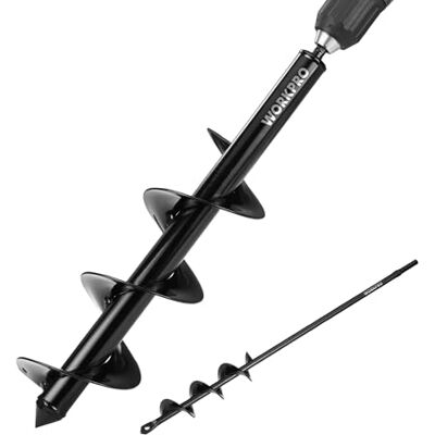 WORKPRO 2-teiliger Gartenbohrer Erdbohrer Set, 4 x 42 cm & 9 x 40 cm, Pflanzenbohrer Spiralbohrer für Bohrmaschine, Gartenschneckenbohrer für Pflanzen und Gartenarbeiten, Schwarz WORKPRO 2-teiliger Gartenbohrer Erdbohrer Set, 4 x 42 cm & 9 x 40 cm, Pflanzenbohrer Spiralbohrer für Bohrmaschine, Gartenschneckenbohrer für Pflanzen und Gartenarbeiten, Schwarz