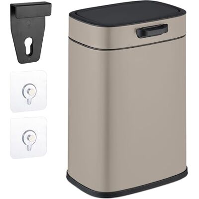 Relaxdays Küchenmülleimer 5 L, hängender Biomüllbehälter, Inneneimer, Aufhängung & Klebepads, Türmüllbehälter, beige Relaxdays Küchenmülleimer 5 L, hängender Biomüllbehälter, Inneneimer, Aufhängung & Klebepads, Türmüllbehälter, beige