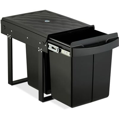 Relaxdays Einbaumülleimer, 2 Fächer, 2x 20 l, HxBxT: 41,3 x 34 x 51,8 cm, ausziehbar, Müllsystem Unterschrank, schwarz Relaxdays Einbaumülleimer, 2 Fächer, 2x 20 l, HxBxT: 41,3 x 34 x 51,8 cm, ausziehbar, Müllsystem Unterschrank, schwarz