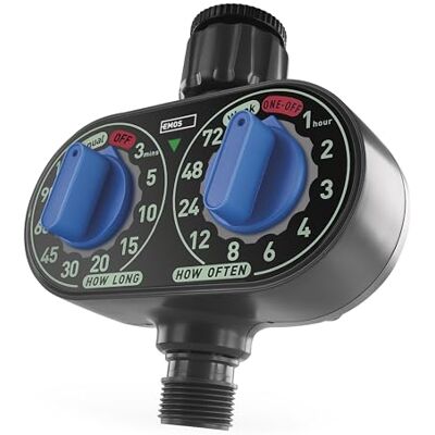 EMOS mechanische Bewässerungsuhr mit 1 Ausgang batteriebetriebene Bewässerungssteuerung bis 8bar, 35 l/min manuell einstellbare Bewässerung 3-120min alle 1-72h ideal für 1″ bzw. 3/4″-Gewinde EMOS mechanische Bewässerungsuhr mit 1 Ausgang batteriebetriebene Bewässerungssteuerung bis 8bar, 35 l/min manuell einstellbare Bewässerung 3-120min alle 1-72h ideal für 1″ bzw. 3/4″-Gewinde