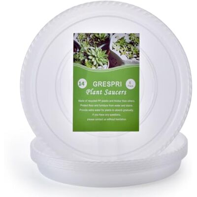 GRESPRI 6 Packungen transparente Pflanzen-Untersetzer, 35,6 cm, robuste Kunststoff-Pflanzschalen, langlebige Kunststoff-Blumentopf-Untersetzer für Innen- und Außenbereiche. (32,5 cm Boden) GRESPRI 6 Packungen transparente Pflanzen-Untersetzer, 35,6 cm, robuste Kunststoff-Pflanzschalen, langlebige Kunststoff-Blumentopf-Untersetzer für Innen- und Außenbereiche. (32,5 cm Boden)