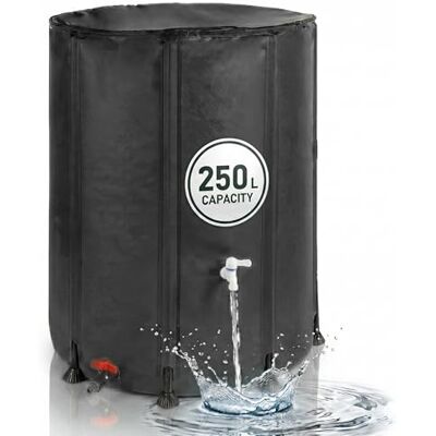 Relaxdays Regentonne faltbar, 250L, Garten & Balkon, 2 Hähne, Überlauf, Deckel mit Laubschutz, Wasserfass, PVC, schwarz Relaxdays Regentonne faltbar, 250L, Garten & Balkon, 2 Hähne, Überlauf, Deckel mit Laubschutz, Wasserfass, PVC, schwarz