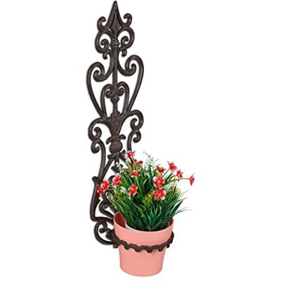 Relaxdays Blumenhalter, Blumentopf Wandhalterung, Ring Ø 14,5 cm, Gusseisen, HBT: 54 x 17 x 18 cm, antikes Design, braun Relaxdays Blumenhalter, Blumentopf Wandhalterung, Ring Ø 14,5 cm, Gusseisen, HBT: 54 x 17 x 18 cm, antikes Design, braun