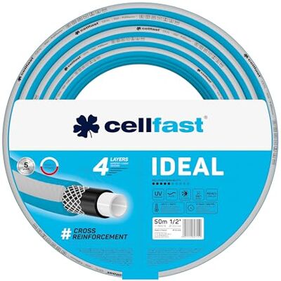 Cellfast Gartenschlauch IDEAL, 4-lagig, Kreuzgeflecht, flexibel, 1/2", 50 m Strapazierfähig, Kreuzgeflecht, UV- und algenbeständig, REACH-Technologie, 27 Bar, -20/+60°C, für Garten Cellfast Gartenschlauch IDEAL, 4-lagig, Kreuzgeflecht, flexibel, 1/2", 50 m Strapazierfähig, Kreuzgeflecht, UV- und algenbeständig, REACH-Technologie, 27 Bar, -20/+60°C, für Garten
