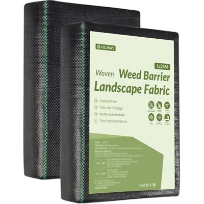 Velway Unkrautvlies Garten Extra Stark 1x25M Unkrautvlies Wasserdurchlässig, Reißfestes Bodengewebe Unkrautflies für Garten, Hochbeet, Einfahrt usw., Anti Unkrautvlies Pflanzfolie 2er Pack 1x12,5M Velway Unkrautvlies Garten Extra Stark 1x25M Unkrautvlies Wasserdurchlässig, Reißfestes Bodengewebe Unkrautflies für Garten, Hochbeet, Einfahrt usw., Anti Unkrautvlies Pflanzfolie 2er Pack 1x12,5M