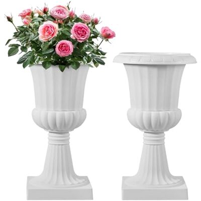 VEVOR Blumenspindel aus Kunststoff, 25x42 cm, 2er-Pack, Pflanzpokal. Pflanzkübel, Pflanzschale, weiße Blumentöpfe, für die Veranda, Hochzeit, Party, Zuhause, Bühne, Balkon, Terrassendekoration VEVOR Blumenspindel aus Kunststoff, 25x42 cm, 2er-Pack, Pflanzpokal. Pflanzkübel, Pflanzschale, weiße Blumentöpfe, für die Veranda, Hochzeit, Party, Zuhause, Bühne, Balkon, Terrassendekoration