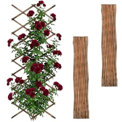 Relaxdays Rankgitter ausziehbar, 3er Set, 310x90 cm, Holz, Wandmontage, Rankhilfe Kletterpflanzen, Holzgitter, geflammt Relaxdays Rankgitter ausziehbar, 3er Set, 310x90 cm, Holz, Wandmontage, Rankhilfe Kletterpflanzen, Holzgitter, geflammt