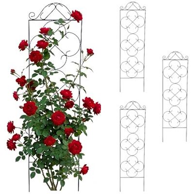 Relaxdays Rankgitter, 4er Set, HxB 116 x 31,5 cm, Metall, Rankhilfe für Kletterpflanzen, Garten, Rosenrankhilfe, schwarz Relaxdays Rankgitter, 4er Set, HxB 116 x 31,5 cm, Metall, Rankhilfe für Kletterpflanzen, Garten, Rosenrankhilfe, schwarz