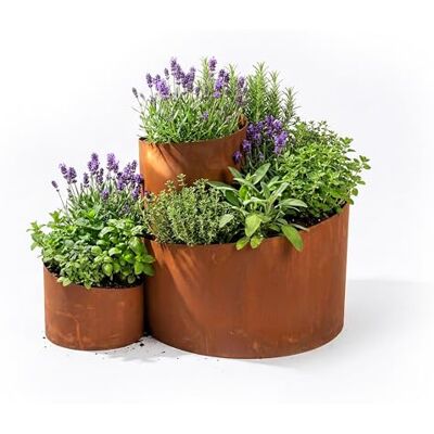 Relaxdays Kräuterspirale, HxBxT: 43 x 61 x 41 cm, 3 Segmente, Rost, Stahl, Kräuterpyramide Garten, Kräuterbeet, braun Relaxdays Kräuterspirale, HxBxT: 43 x 61 x 41 cm, 3 Segmente, Rost, Stahl, Kräuterpyramide Garten, Kräuterbeet, braun