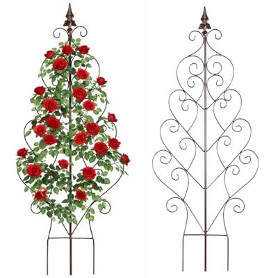 Relaxdays Rankgitter, 4er Set, HxB: 100 x 40 cm, Blatt, Metall, Rankhilfe Kletterpflanzen, Garten & Kübelpflanzen, braun Relaxdays Rankgitter, 4er Set, HxB: 100 x 40 cm, Blatt, Metall, Rankhilfe Kletterpflanzen, Garten & Kübelpflanzen, braun