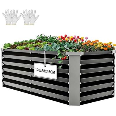 YITAHOME Hochbeete für Garten,319L Hochbeet aus Metall mit 0,35mm verzinkter Stahl, Pflanzkasten mit Sicherheitsrand und 4 Stützstangen für Gartenobst und gemüse (Schwarz, 120X58X46CM) YITAHOME Hochbeete für Garten,319L Hochbeet aus Metall mit 0,35mm verzinkter Stahl, Pflanzkasten mit Sicherheitsrand und 4 Stützstangen für Gartenobst und gemüse (Schwarz, 120X58X46CM)