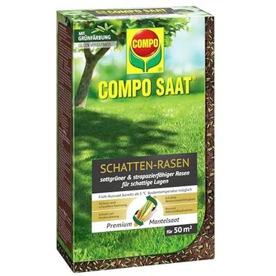 Compo SAAT Schatten-Rasen mit Keimbeschleuniger, 1 kg für 50 m² Spezielle Rasensaat-Mischung für schattige Standorte, wirkaktiver Keimbeschleuniger für schnelle Keimung Compo SAAT Schatten-Rasen mit Keimbeschleuniger, 1 kg für 50 m² Spezielle Rasensaat-Mischung für schattige Standorte, wirkaktiver Keimbeschleuniger für schnelle Keimung