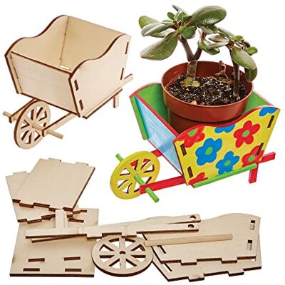 Baker Ross FX584 Schubkarre Holzblumentopf-Sets 3er-Packung, Bemalen-Sie-Ihren-eigenen-Blumentopf Baker Ross FX584 Schubkarre Holzblumentopf-Sets 3er-Packung, Bemalen-Sie-Ihren-eigenen-Blumentopf