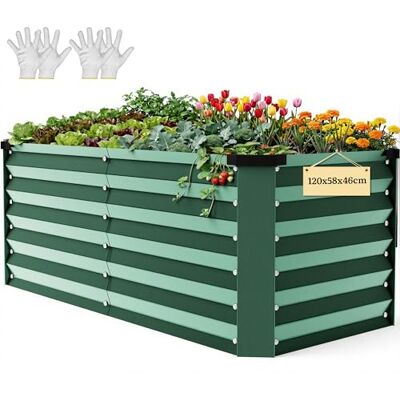 DWVO Hochbeete für Garten,verzinkte Stahlplatte Metall Hochbeet, Pflanzgefäße für den Außenbereich mit Sicherheitskante für Garten Stützstange und Handschuhen(grün 120 * 58 * 46cm) DWVO Hochbeete für Garten,verzinkte Stahlplatte Metall Hochbeet, Pflanzgefäße für den Außenbereich mit Sicherheitskante für Garten Stützstange und Handschuhen(grün 120 * 58 * 46cm)