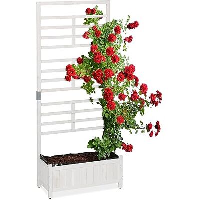 Relaxdays Gartenblumenkasten mit Spalier - 171cm - Weiß Relaxdays Gartenblumenkasten mit Spalier - 171cm - Weiß
