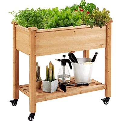 Yaheetech Hochbeet mit Rollen & Ablageboden, Pflanzkasten Pflanztrog Blumenkübel Kräuterbeet aus Holz, Pflanzbeet für Garten, Balkon & Terrasse, 87 x 47 x 83,5 cm Yaheetech Hochbeet mit Rollen & Ablageboden, Pflanzkasten Pflanztrog Blumenkübel Kräuterbeet aus Holz, Pflanzbeet für Garten, Balkon & Terrasse, 87 x 47 x 83,5 cm