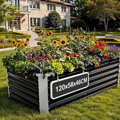 DWVO Hochbeete für Garten,verzinkte Stahlplatte Metall Hochbeet, Pflanzgefäße für den Außenbereich mit Sicherheitskante für Garten Stützstange und Handschuhen(grau 120 * 58 * 46cm) DWVO Hochbeete für Garten,verzinkte Stahlplatte Metall Hochbeet, Pflanzgefäße für den Außenbereich mit Sicherheitskante für Garten Stützstange und Handschuhen(grau 120 * 58 * 46cm)