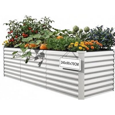 YITAHOME Hochbeete für Garten,1512L Hochbeet aus Metall mit 0,35mm verzinkter Stahl, Pflanzkasten mit Sicherheitsrand und 4 Stützstangen für Gartenobst und gemüse (Silber, 240X90X70CM) YITAHOME Hochbeete für Garten,1512L Hochbeet aus Metall mit 0,35mm verzinkter Stahl, Pflanzkasten mit Sicherheitsrand und 4 Stützstangen für Gartenobst und gemüse (Silber, 240X90X70CM)