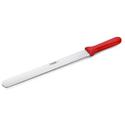 Thermohauser Bäckermesser (Stahl, rostfrei), einseitiger Wellenschliff, mit rotem Kunststoffgriff, Klinge 31 cm, Roter Griff Thermohauser Bäckermesser (Stahl, rostfrei), einseitiger Wellenschliff, mit rotem Kunststoffgriff, Klinge 31 cm, Roter Griff
