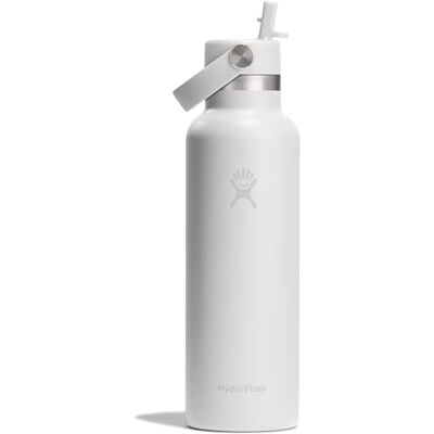 Hydro Flask – Standard Flex Straw Cap 621 ml (21 oz) Flasche – Edelstahl, auslaufsicher, passend für die meisten Becherhalter – Isoliert, 24 Std. kalt – White Hydro Flask – Standard Flex Straw Cap 621 ml (21 oz) Flasche – Edelstahl, auslaufsicher, passend für die meisten Becherhalter – Isoliert, 24 Std. kalt – White