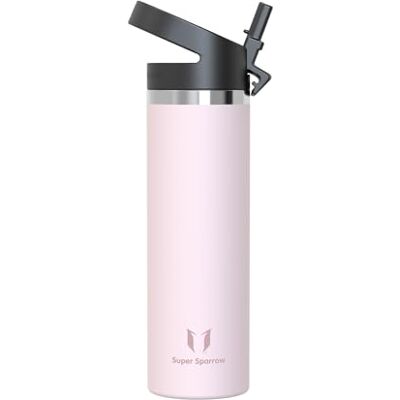 Super Sparrow Trinkflasche Edelstahl 750ml Thermosflasche mit Strohhalm Deckel Super Sparrow Trinkflasche Edelstahl 750ml Thermosflasche mit Strohhalm Deckel
