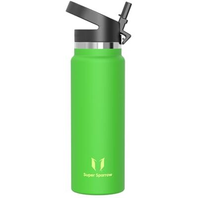Super Sparrow Edelstahl Trinkflasche 1L Thermosflasche mit Strohhalm Deckel Super Sparrow Edelstahl Trinkflasche 1L Thermosflasche mit Strohhalm Deckel