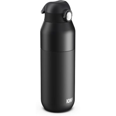 ion8 PRIMO REVIVE Isolierte Trinkflasche 720 ml (24 oz)- Auslaufsichere Edelstahlflasche, Klappdeckel, Einhandöffnung, Schneller Trinkfluss, Vakuumisoliert Heiß & Kalt, Schwarz ion8 PRIMO REVIVE Isolierte Trinkflasche 720 ml (24 oz)- Auslaufsichere Edelstahlflasche, Klappdeckel, Einhandöffnung, Schneller Trinkfluss, Vakuumisoliert Heiß & Kalt, Schwarz