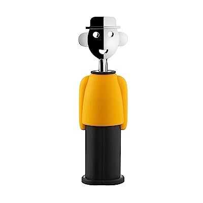 Alessi Alessandro M. AM23 YB Design-Korkenzieher aus Thermoplastischem Harz und Verchromtem Zamak, Gelb und Schwarz Alessi Alessandro M. AM23 YB Design-Korkenzieher aus Thermoplastischem Harz und Verchromtem Zamak, Gelb und Schwarz