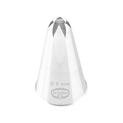 Dr. Oetker Sterntülle, geschlossen 6 mm, geschlossene Sterntülle aus der Tüllen-Manufaktur, Backzubehör zum Dekorieren (Farbe: Silber), Menge: 1 Stück Dr. Oetker Sterntülle, geschlossen 6 mm, geschlossene Sterntülle aus der Tüllen-Manufaktur, Backzubehör zum Dekorieren (Farbe: Silber), Menge: 1 Stück