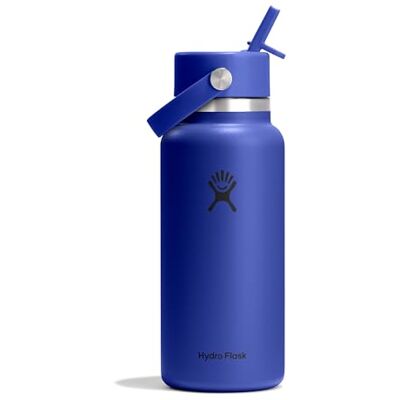 Hydro Flask – Wide Flex Straw Cap 946 ml (32 oz) Flasche – Edelstahl, auslaufsicherer Strohhalm, spülmaschinenfest – Isoliert, 24 Std. kalt – Weithals, eiswürfelfreundlich – Capri Blue Hydro Flask – Wide Flex Straw Cap 946 ml (32 oz) Flasche – Edelstahl, auslaufsicherer Strohhalm, spülmaschinenfest – Isoliert, 24 Std. kalt – Weithals, eiswürfelfreundlich – Capri Blue