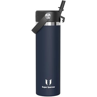 Super Sparrow Trinkflasche Edelstahl 750ml Thermosflasche mit Strohhalm Deckel Super Sparrow Trinkflasche Edelstahl 750ml Thermosflasche mit Strohhalm Deckel