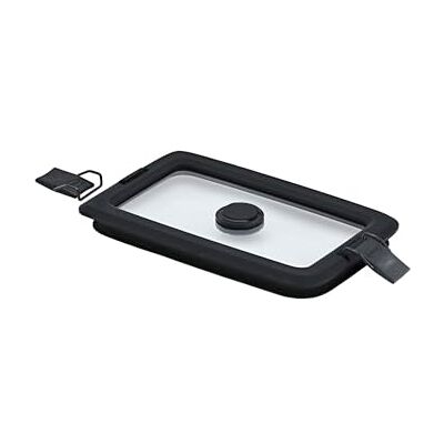 RÖSLE Vakuumdeckel FLEXX 2GO 0,6 L eckig mit Clips, Sicherheitsglas mit Silikonrand und Vakuumventil, aromadicht, transparent/schwarz RÖSLE Vakuumdeckel FLEXX 2GO 0,6 L eckig mit Clips, Sicherheitsglas mit Silikonrand und Vakuumventil, aromadicht, transparent/schwarz