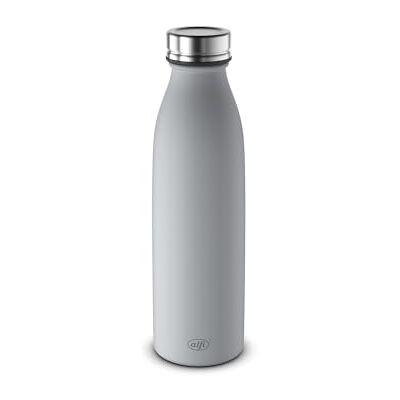 alfi PURE BOTTLE 500ml, grau, fog grey, Isolierflasche aus Edelstahl, kohlensäurefest, 12h heiß 24h kalt, Auslaufsicher, für Schule, Unterwegs & Büro alfi PURE BOTTLE 500ml, grau, fog grey, Isolierflasche aus Edelstahl, kohlensäurefest, 12h heiß 24h kalt, Auslaufsicher, für Schule, Unterwegs & Büro