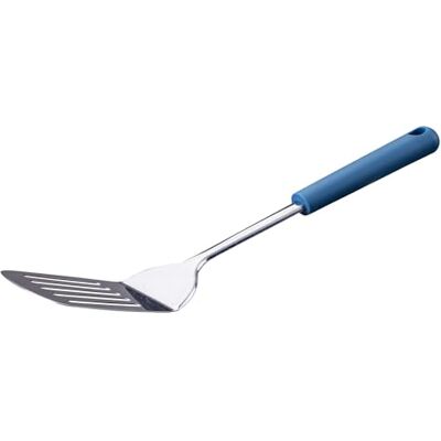 FACKELMANN Schlitzwender Essential aus Edelstahl mit dunkelblauem Griff, spülmaschinengeeignet – ideal für Bratgut, Silber FACKELMANN Schlitzwender Essential aus Edelstahl mit dunkelblauem Griff, spülmaschinengeeignet – ideal für Bratgut, Silber