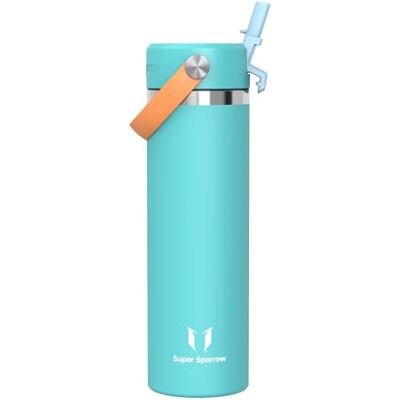 Super Sparrow Trinkflasche Edelstahl 750ml Thermosflasche mit Strohhalm Deckel Super Sparrow Trinkflasche Edelstahl 750ml Thermosflasche mit Strohhalm Deckel