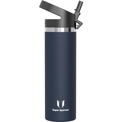 Super Sparrow Trinkflasche Edelstahl 750ml Thermosflasche mit Strohhalm Deckel Super Sparrow Trinkflasche Edelstahl 750ml Thermosflasche mit Strohhalm Deckel