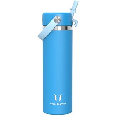 Super Sparrow Trinkflasche Edelstahl 750ml Thermosflasche mit Strohhalm Deckel Super Sparrow Trinkflasche Edelstahl 750ml Thermosflasche mit Strohhalm Deckel