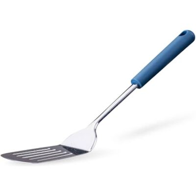 FACKELMANN Schlitzwender Essential aus Edelstahl mit dunkelblauem Griff, spülmaschinengeeignet – ideal für Bratgut, Silber FACKELMANN Schlitzwender Essential aus Edelstahl mit dunkelblauem Griff, spülmaschinengeeignet – ideal für Bratgut, Silber