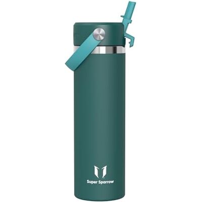 Super Sparrow Trinkflasche Edelstahl 750ml Thermosflasche mit Strohhalm Deckel Super Sparrow Trinkflasche Edelstahl 750ml Thermosflasche mit Strohhalm Deckel