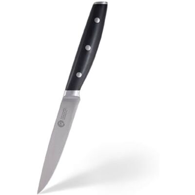 MasterChef Allzweckmesser, Kochmesser Profi Messer aus Kohlenstoffreichem Edelstahl, Dreifach Vernieteter Griff, mit Stahl Kropf, Vollzapfen, Superscharf, 12cm Klinge, Silber MasterChef Allzweckmesser, Kochmesser Profi Messer aus Kohlenstoffreichem Edelstahl, Dreifach Vernieteter Griff, mit Stahl Kropf, Vollzapfen, Superscharf, 12cm Klinge, Silber