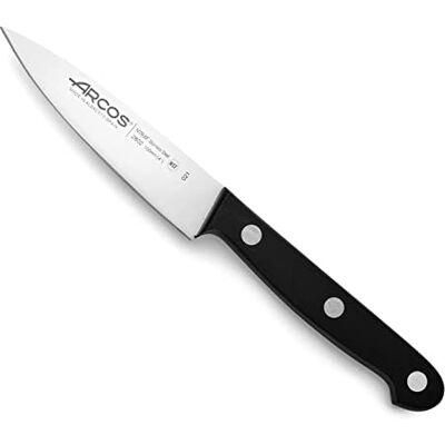 Arcos Schälmesser aus Edelstahl 10 cm Professionell für Schälen von Obst und Gemüse, Ergonomischer Griff aus Polyoxymethylen Schwarz, Serie Universal Arcos Schälmesser aus Edelstahl 10 cm Professionell für Schälen von Obst und Gemüse, Ergonomischer Griff aus Polyoxymethylen Schwarz, Serie Universal