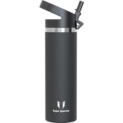 Super Sparrow Trinkflasche Edelstahl 750ml Thermosflasche mit Strohhalm Deckel Super Sparrow Trinkflasche Edelstahl 750ml Thermosflasche mit Strohhalm Deckel