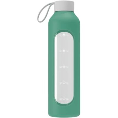 Wessper Trinkflasche Glas 1 liter, Flasche mit Hydrationsskala Grün Wessper Trinkflasche Glas 1 liter, Flasche mit Hydrationsskala Grün