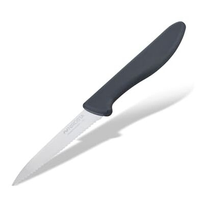 FACKELMANN Nirosta Tomatenmesser gezahnt – 19 cm Edelstahlklinge mit Wellenschliff, ergonomischer Griff, Grau-Schwarz FACKELMANN Nirosta Tomatenmesser gezahnt – 19 cm Edelstahlklinge mit Wellenschliff, ergonomischer Griff, Grau-Schwarz
