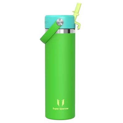 Super Sparrow Trinkflasche Edelstahl 750ml Thermosflasche mit Strohhalm Deckel Super Sparrow Trinkflasche Edelstahl 750ml Thermosflasche mit Strohhalm Deckel