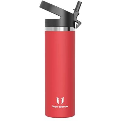 Super Sparrow Trinkflasche Edelstahl 750ml Thermosflasche mit Strohhalm Deckel Super Sparrow Trinkflasche Edelstahl 750ml Thermosflasche mit Strohhalm Deckel